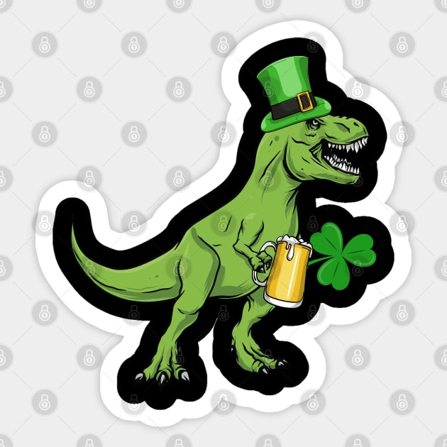 Dinosaur Tyrannosaurus Beer rex T rex Funny St Patrick's Day Sticker by Msafi